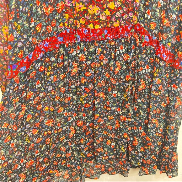 NWOT Anthropologie Floral Boho Sheer Ruffle Helene Tunic Dress Sz S Cottagecore - Picture 8 of 14
